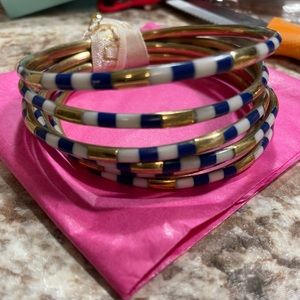 BUDHAGIRL BLUE/WHITE VEDA BANGLES - SET OF 6